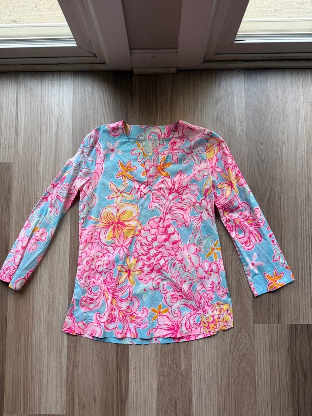 Lilly Pulitzer Pink, Blue & Yellow Floral Long-Sleeve Tee